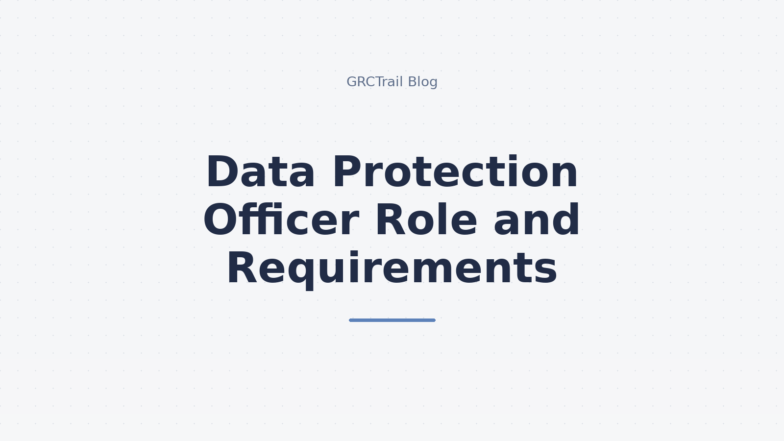 Data Protection Officer Role and Requirements